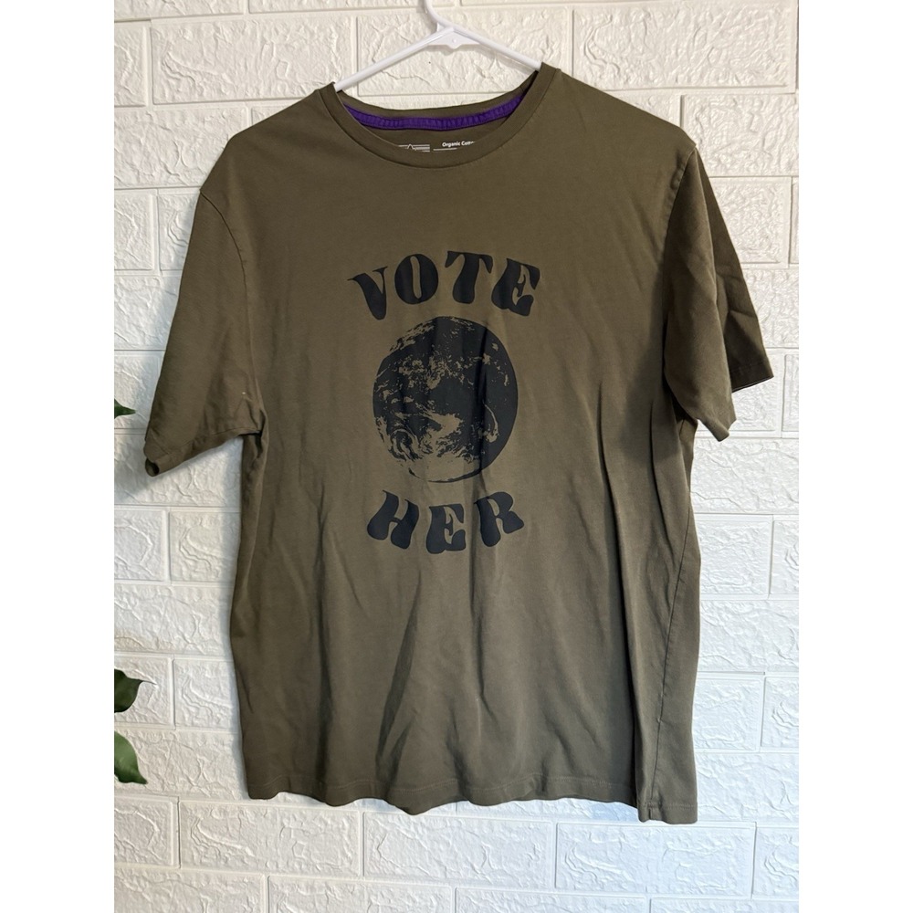 Patagonia Vote Her Capilene Tee Shirt Womens M Green Crew Neck Stretch Hiking